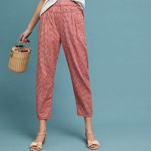 Anthropologie Longshore Cropped Pants Womens Large L Red Casual Beachy 4516X